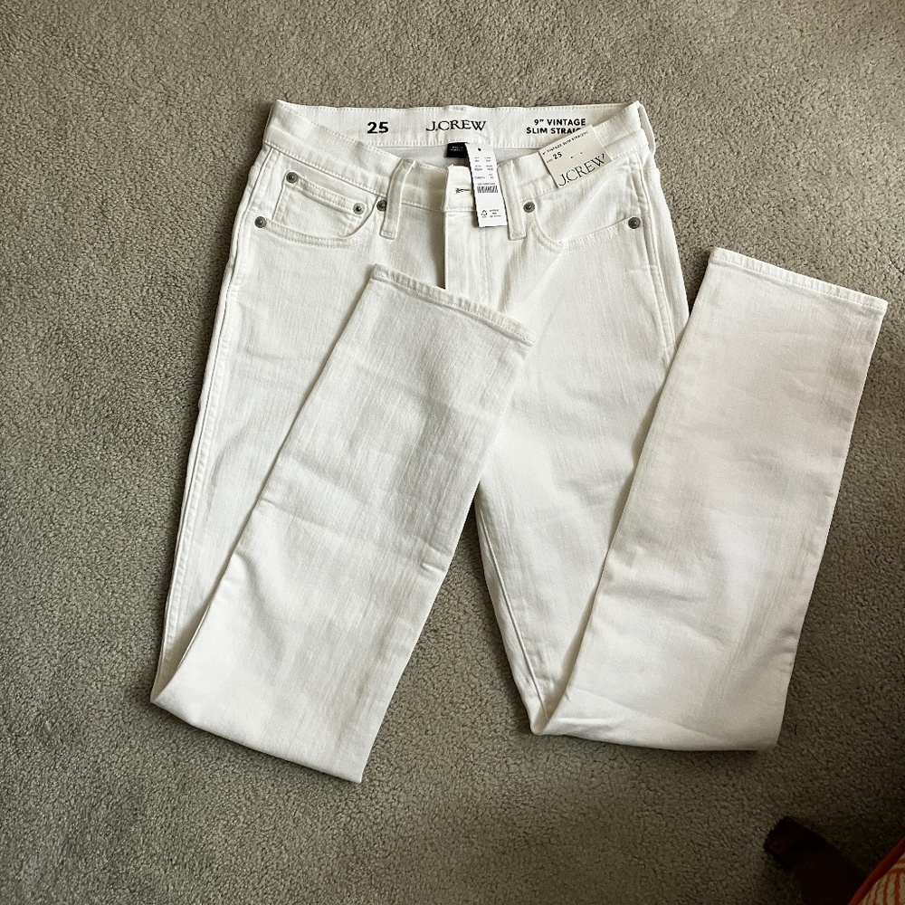 Jeans JCrew Vintage Slim Straight Jeans 9' in white 25